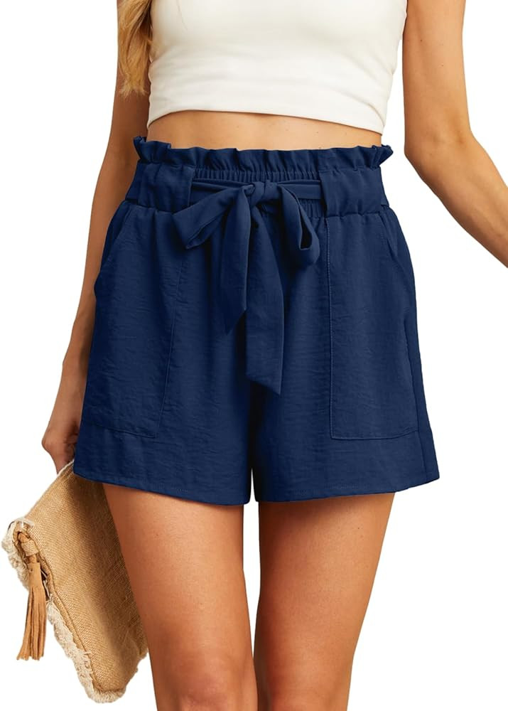 IWOLLENCE Womens Shorts with Pockets Summer Casual Shorts for Women Waist Casual Lightweight Adju... | Amazon (US)
