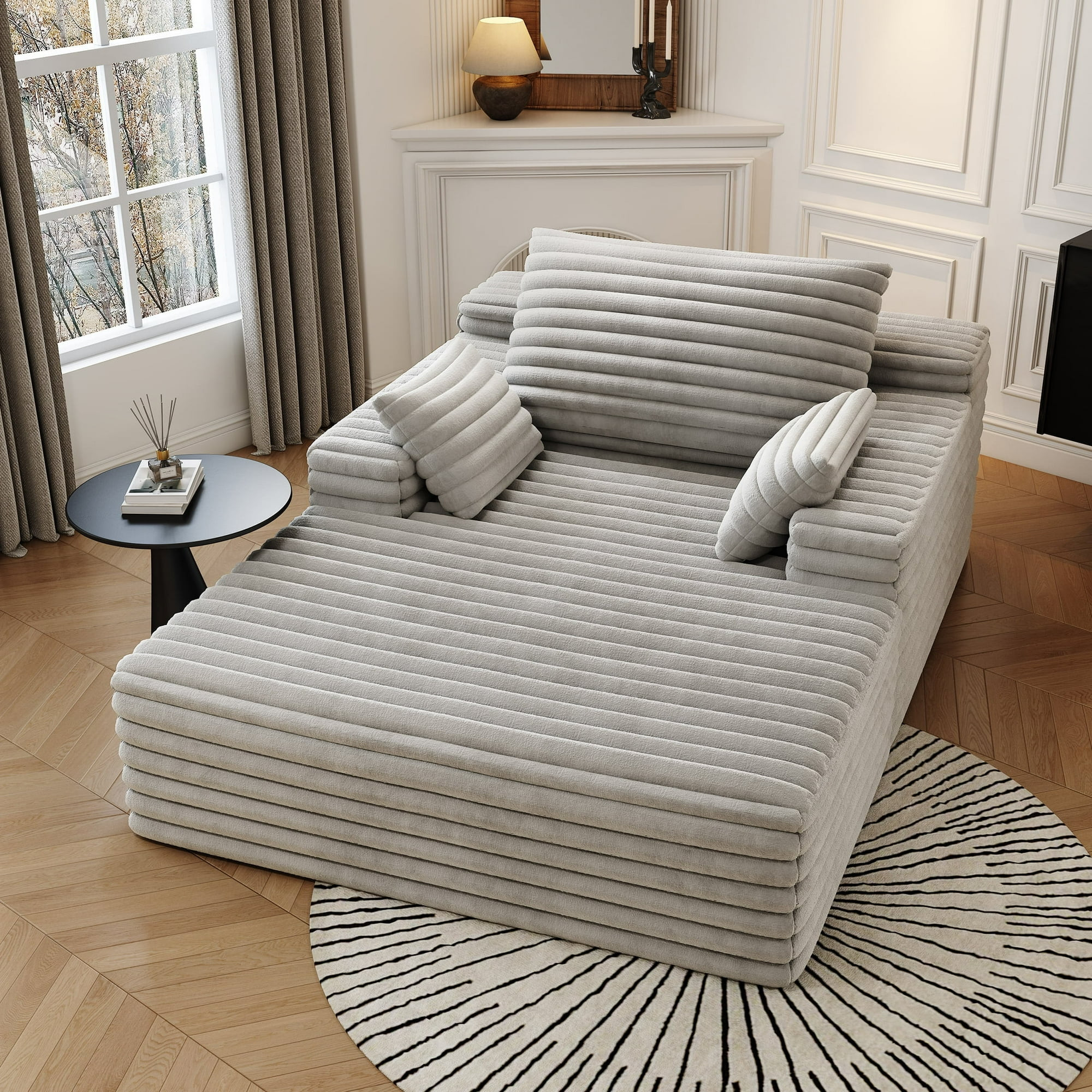 51" Oversized Chaise Lounge Chair, Plush Upholstered Sofa Bed, Deep Seat Cloud Couch with Pillows... | Walmart (US)