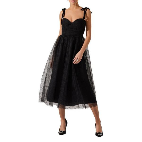 Women's ASTR The Label Karyme Polka Dot Bustier Midi Dress Small Black | Scheels Sports