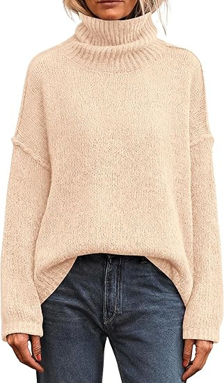 PRETTYGARDEN Womens Turtleneck Long Sleeve Sweater 2025 Fall Trendy Loose Fit Knit Tops Oversized... | Amazon (US)