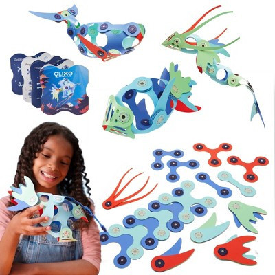Clixo Marine Marvels Pack: Creative & Problem-Solving Magnetic Building Set with 24 Pieces | Target