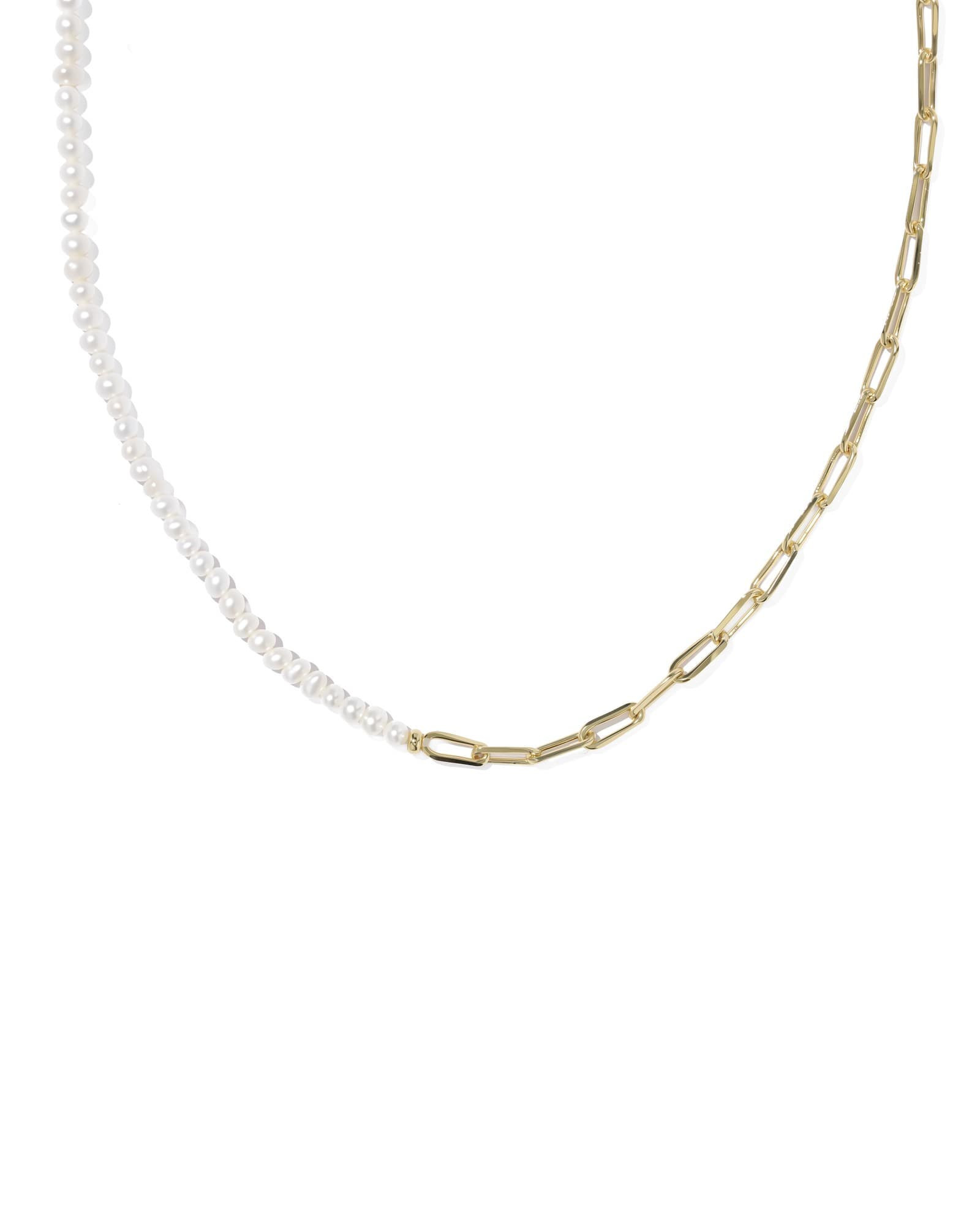 Kendra Scott Markie Gold Half Chain Necklace | Pearl | Kendra Scott