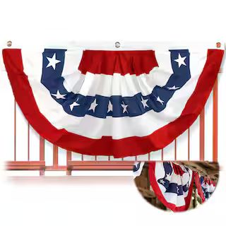 3 ft. x 6 ft. USA Pleated Half Fan Flag Bunting Patriotic Stars and Stripes Banner with Canvas He... | The Home Depot