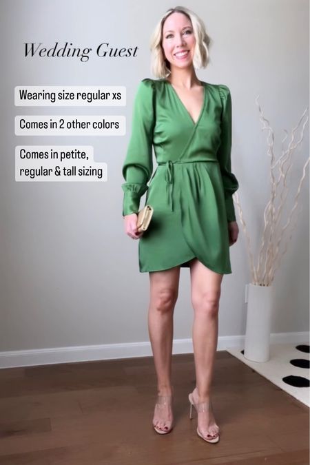Dress is 25% off for the LTK Fall Sale! 

If you have a Fall wedding or special event to attend, you’re in LUCK 🍀 with this stunning green satin wrap dress! 

This dress is so pretty, from the sleeve details to the hemline. And I love the hook & eye closure in the top to keep the dress in place.  

It comes in two other colors as well as petite, regular and tall sizing.  I’m 5’3” and wearing the regular XS. 







Wedding guest dress , fall wedding guest dress , green dress , Fall dress , satin dress , Abercrombie #ltksalealert #ltkstyletip #ltkshoecrush #ltkitbag #ltkunder100 #ltkseasonal 




#LTKsalealert #LTKwedding #LTKSale