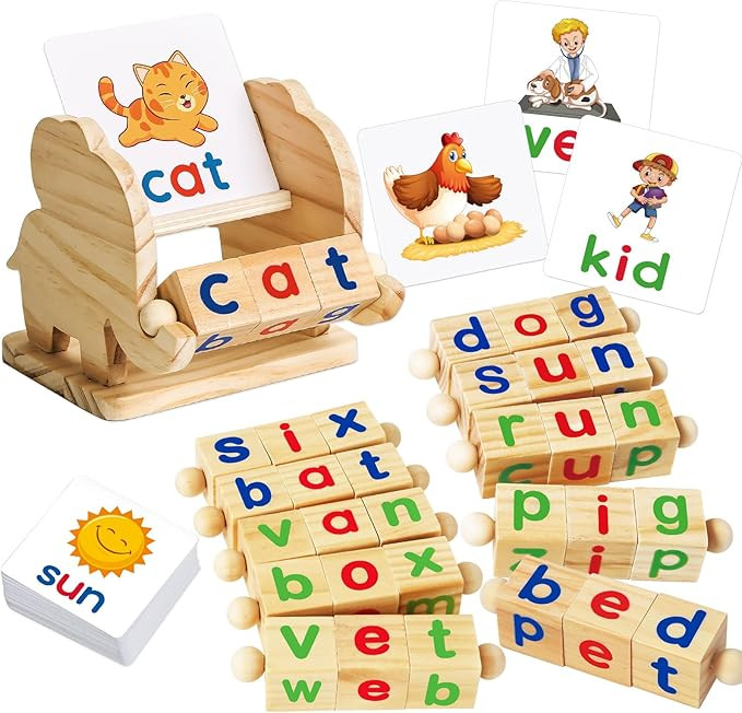 ShyLizard Montessori Learning and Educational Toys Gifts for Kids 3 4 5 Years, Wooden Reading Blo... | Amazon (US)