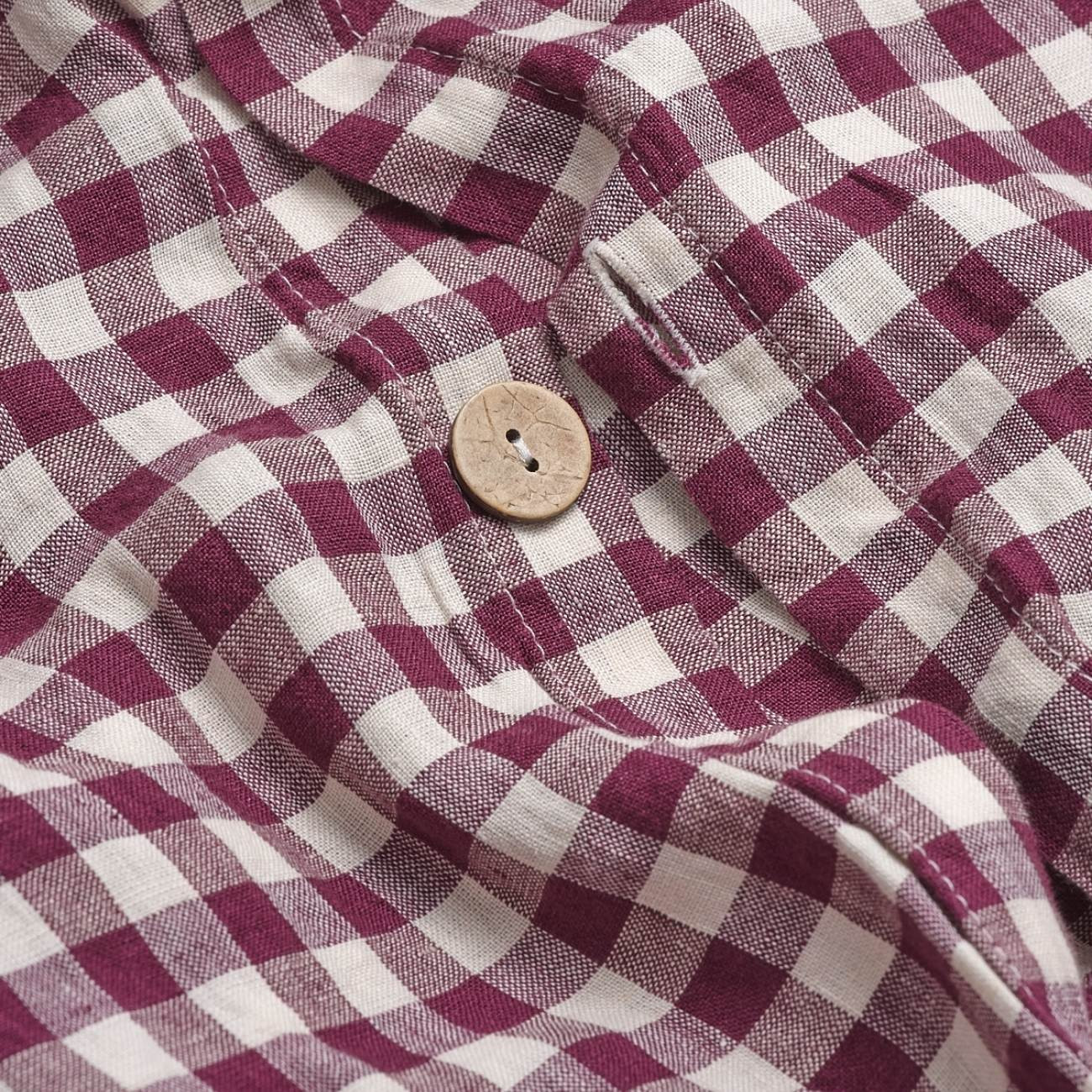 Berry Gingham 100% Linen Duvet Cover | Piglet