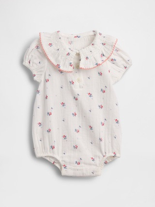 Baby Cotton Gauze Floral Collared Bodysuit | Gap (US)