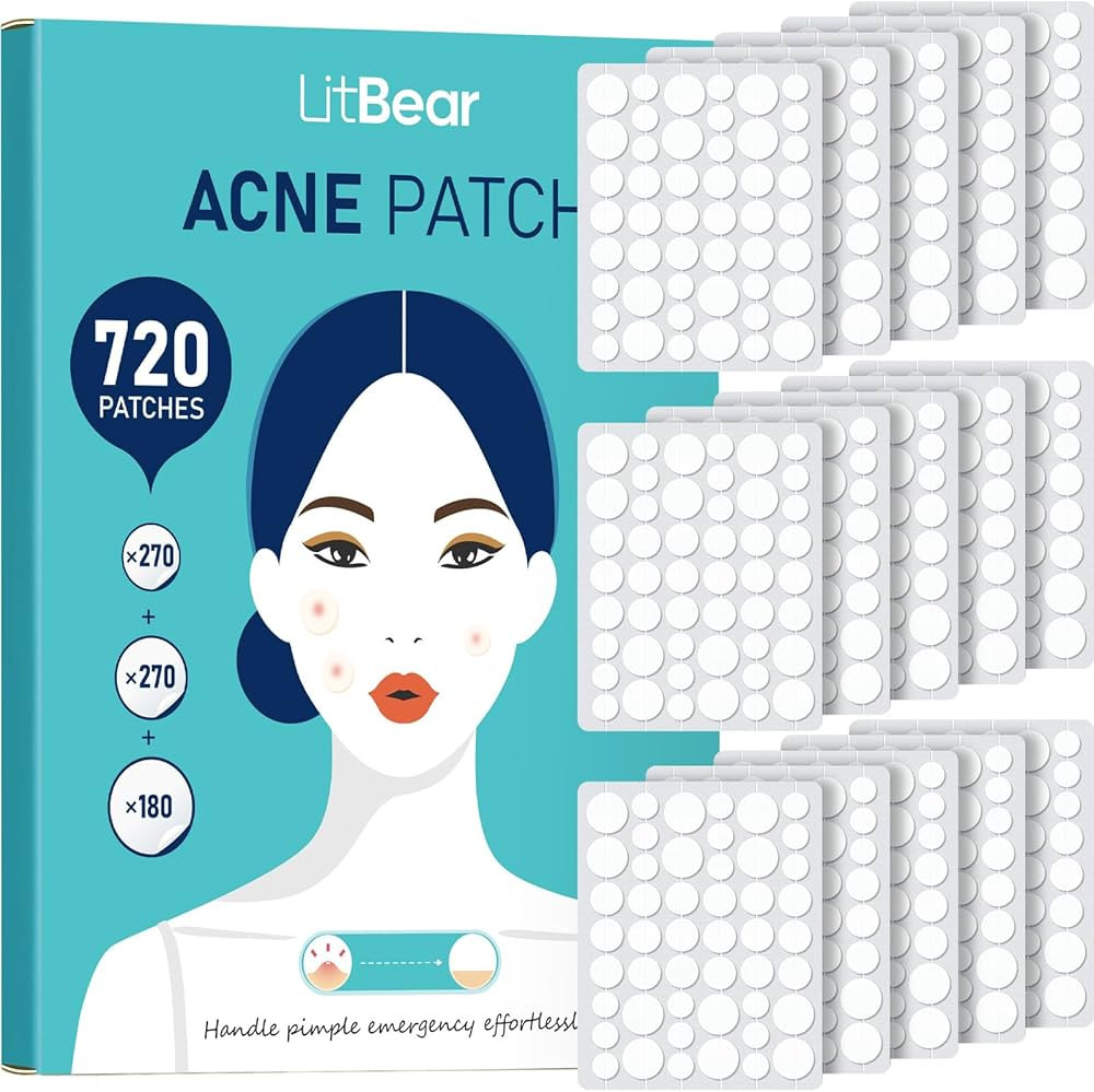 LitBear Pimple Patch Bulk, 720 Patches 3 Size Acne Patches for Face, Hydrocolloid Spot Stickers f... | Amazon (US)