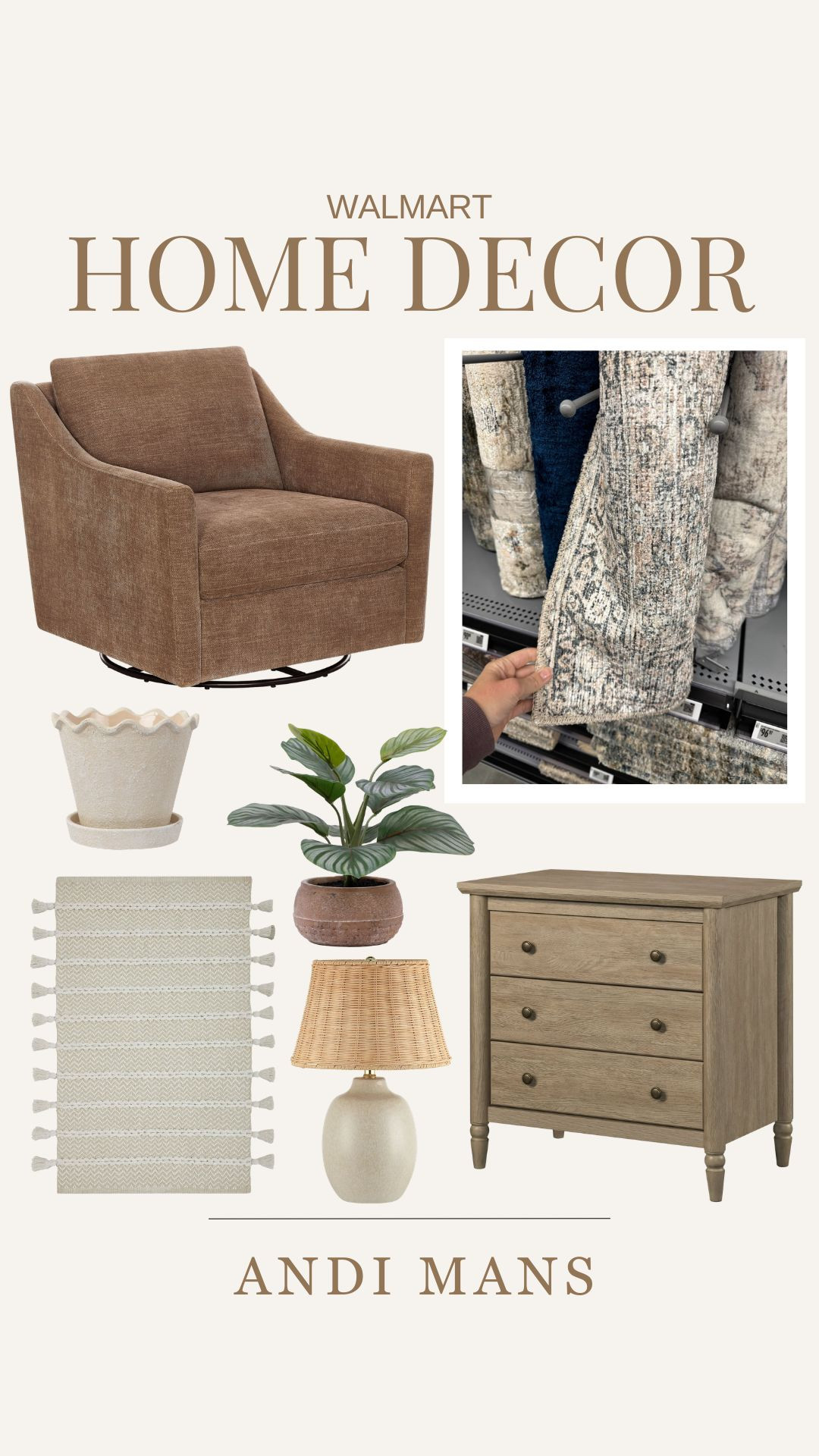 Walmart home decor new arrivals! I love this oversized chair and neutral nightstand for a quick bedroom updat. 

 #LTKSeasonal #LTKOver40 #LTKHome