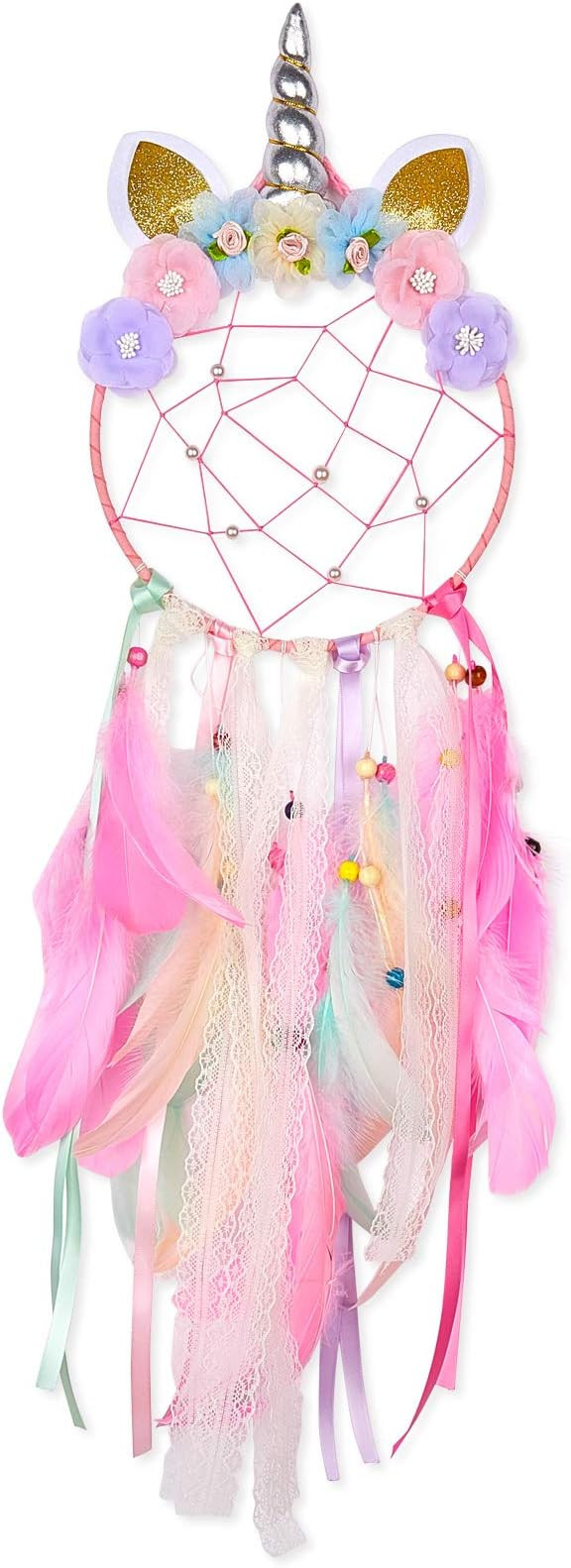 QtGirl Dream Catchers for Kids Unicorn Wall Decor for Girls Bedroom Flower Feather Wall Hanging D... | Amazon (US)