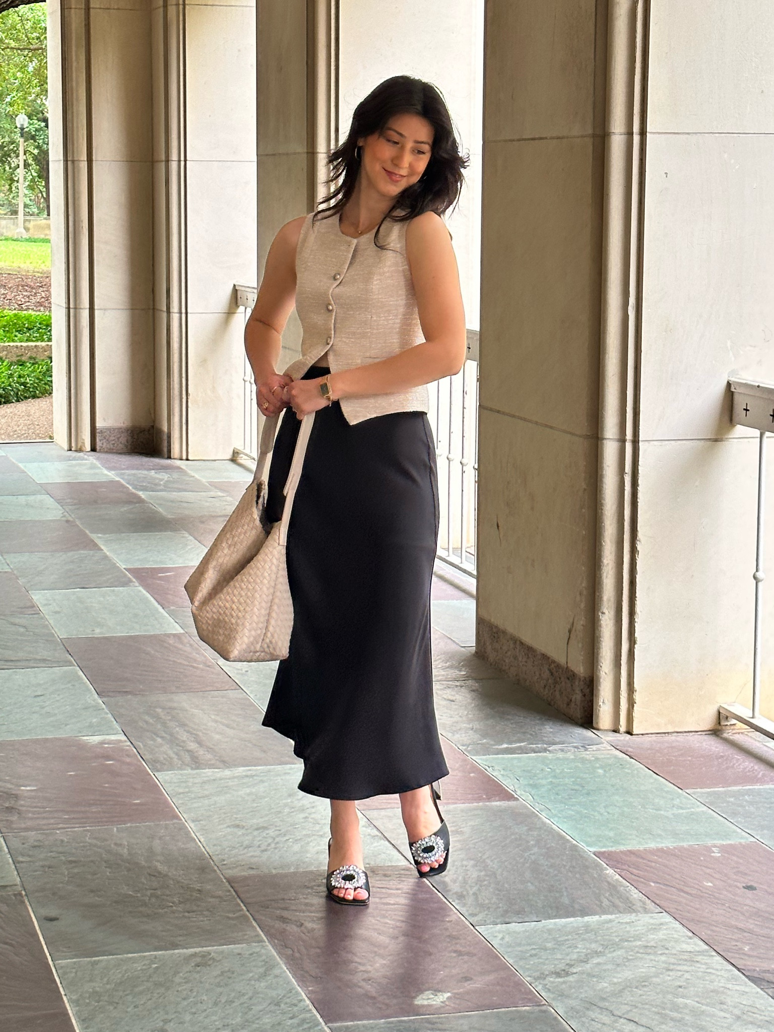 Sunday church outfit 
Spring outfit 
Silk skirt 
Vest outfit 

#LTKparties #LTKfindsunder50 #LTKstyletip