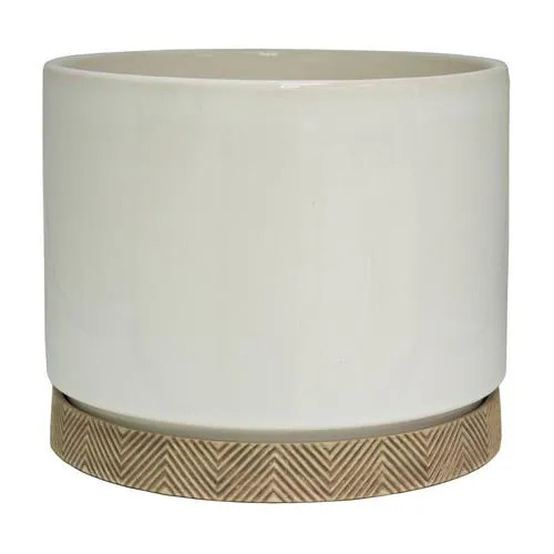 allen + roth 9.96-in W x 9.96-in H White Ceramic Planter | Lowe's