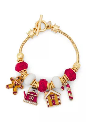 Napier Holiday Gingerbread Charm Bracelet | Belk