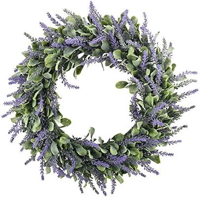 GTidea 16" Artificial Lavender Wreaths Flowers Arrangements Front Door Wall Home DIY Floor Garden... | Amazon (US)
