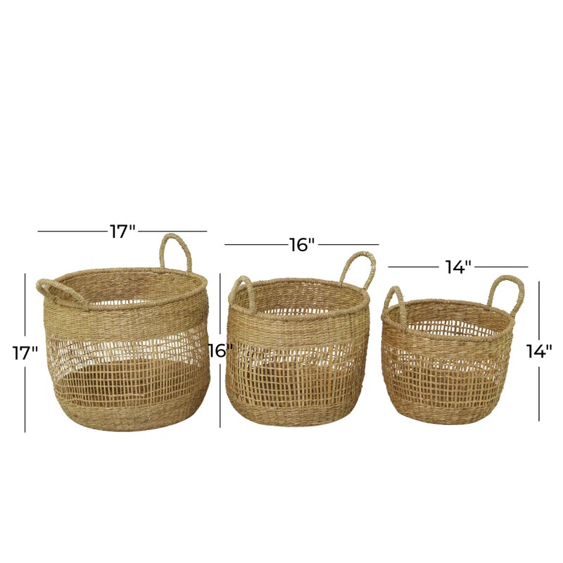 3 Piece Seagrass Basket Set | Wayfair North America