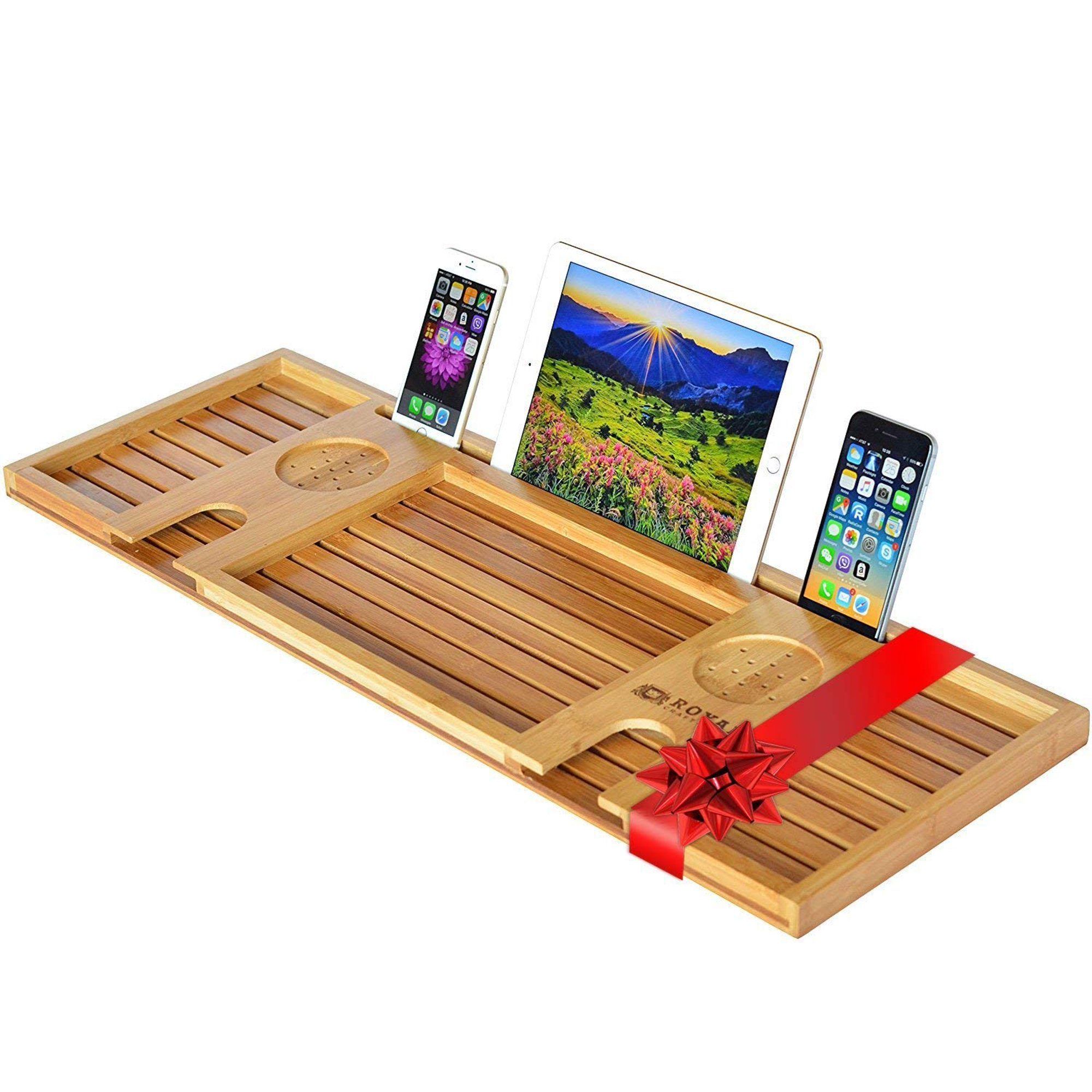 Royal Craft Wood Natural Bamboo Bathtub Caddy/Bath Serving Tray for 2, Luxury Bathtub Accessories... | Walmart (US)