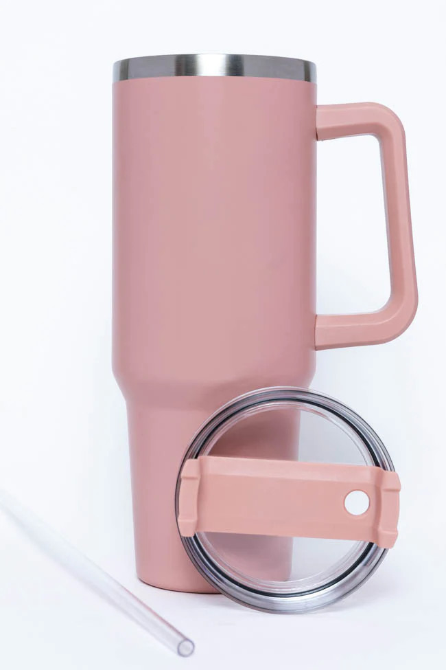 Sippin' Pretty Blush Pink 40 oz Drink Tumbler With Lid And Straw | Pink Lily