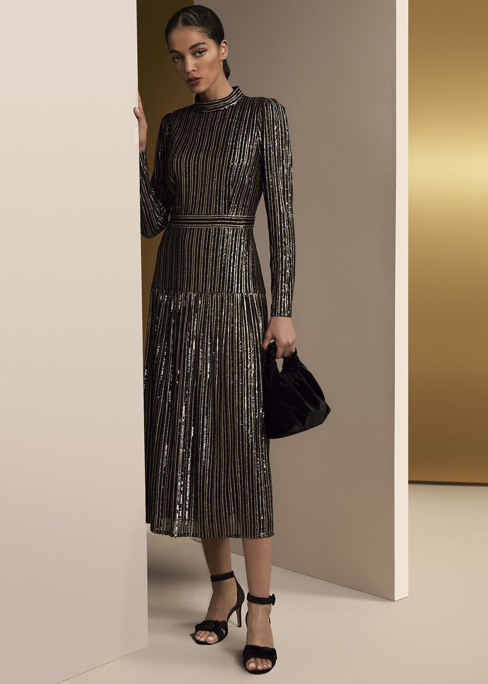 Gloria Sequin Stripe Midi Dress | Phase Eight UK | | Phase Eight