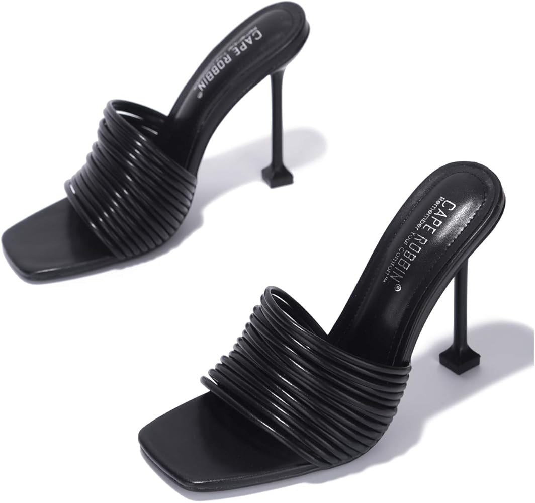 Cape Robbin Mexmon Sexy High Heels for Women, Strappy Shoes Heels with Square Open Toe | Amazon (US)