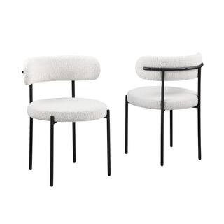 Best Master Furniture Drexel 30 in. H Boucle Fabric Cream Dining Chairs (Set of 2) D025C - The Ho... | The Home Depot