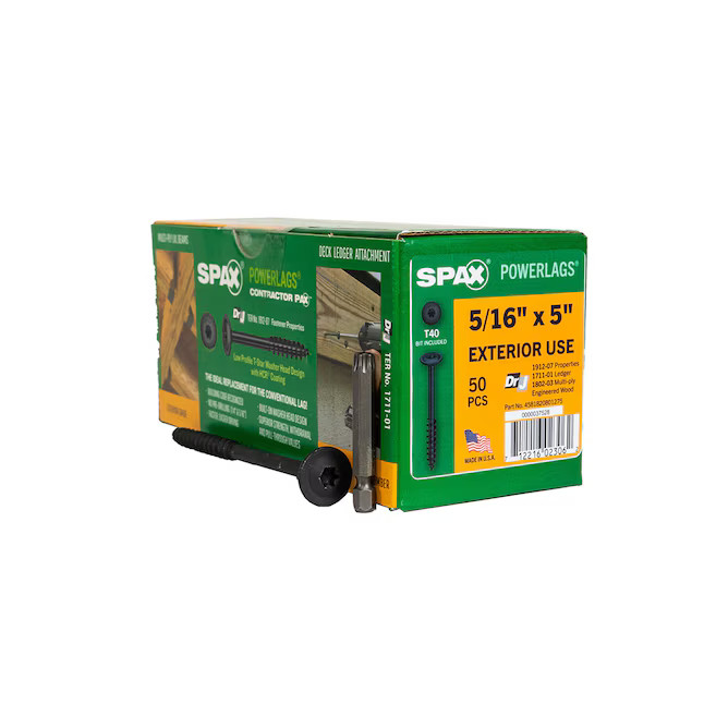 SPAX 5/16-in x 5-in Black Coated Washer -Head Exterior Structural wood screws 50 -Pack Lowes.com | Lowe's
