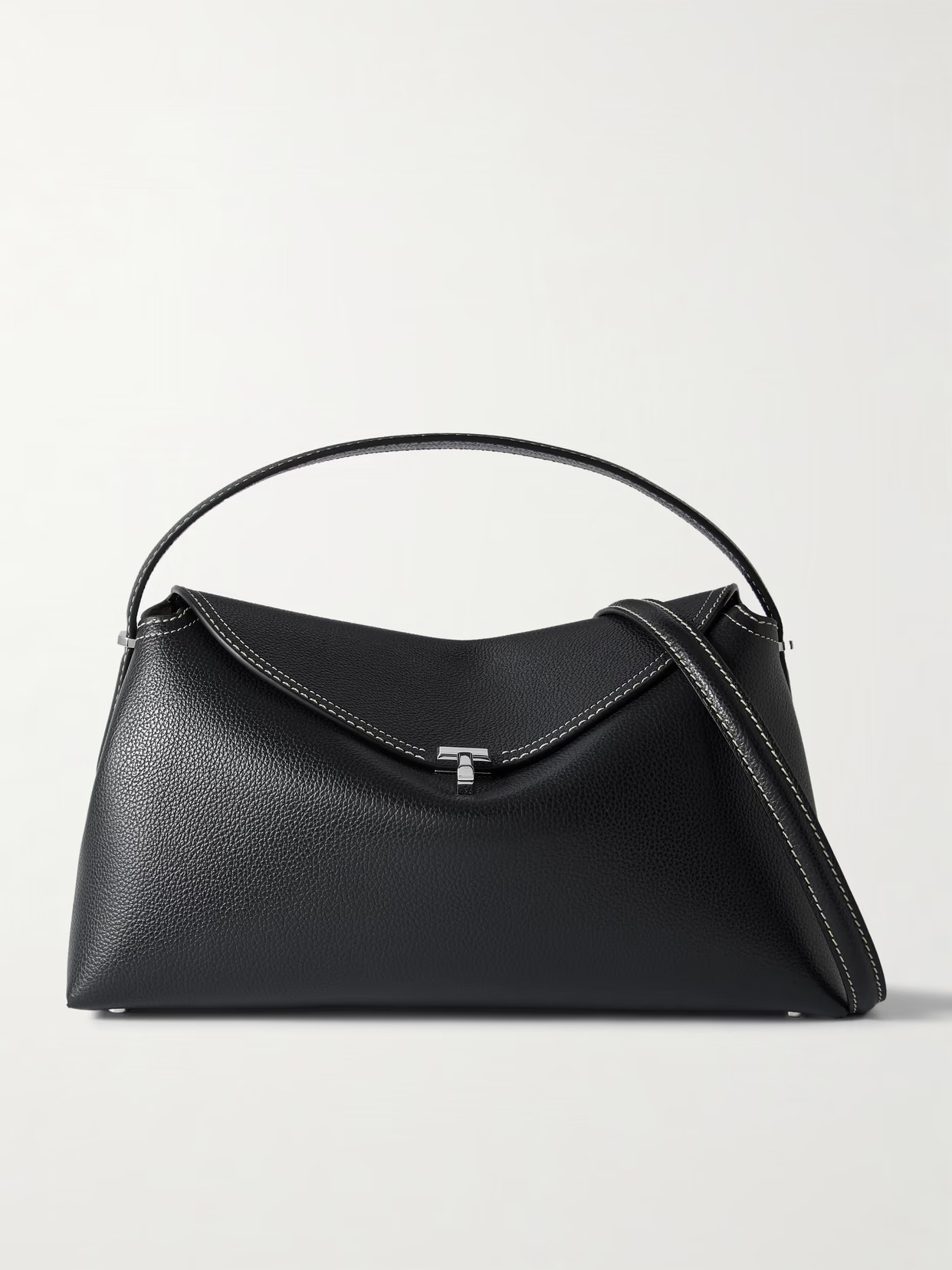 TOTEME - T-lock Textured-leather Shoulder Bag - Black | NET-A-PORTER (UK & EU)