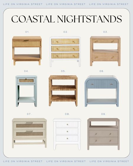 COASTAL NIGHTSTANDS ✨ Loving these fresh coastal nightstand finds! Includes rattan nightstands, light blue nightstands, light wood nightstands, raffia nightstands, a cane nightstand and more!
.
#ltkhome #ltksalealert #ltkfindsunder100 #ltkkids #ltkseasonal #ltkfamily kids nightstand, primary bedroom nightstand, guest bedroom furniture 

#LTKSaleAlert #LTKHome #LTKSeasonal