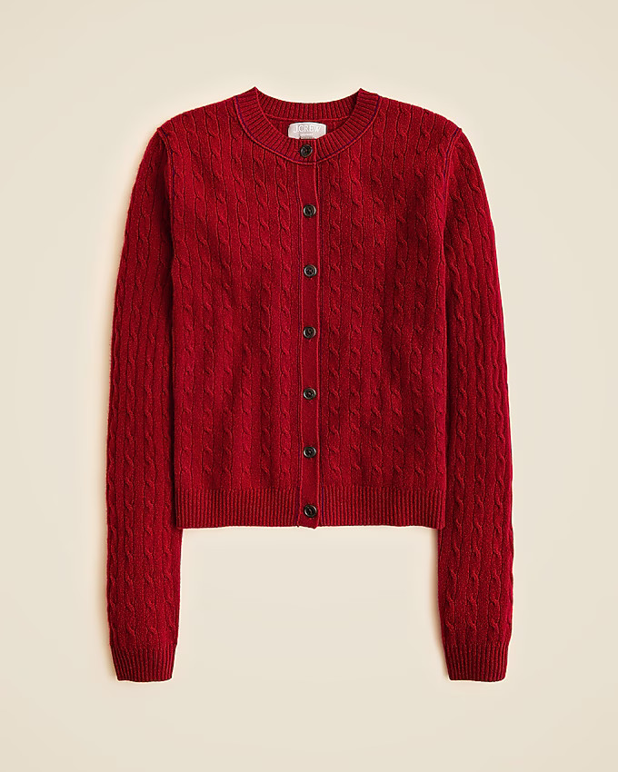 Cashmere contrast-trim cardigan | J. Crew US