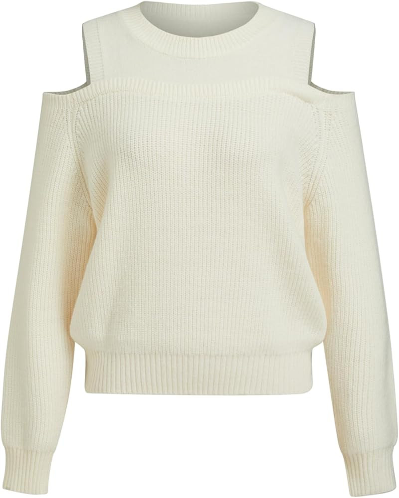CIDER Womens Knit Sweater Cold Shoulder Long Going Out Casual Sleeve Pullover Top | Amazon (US)