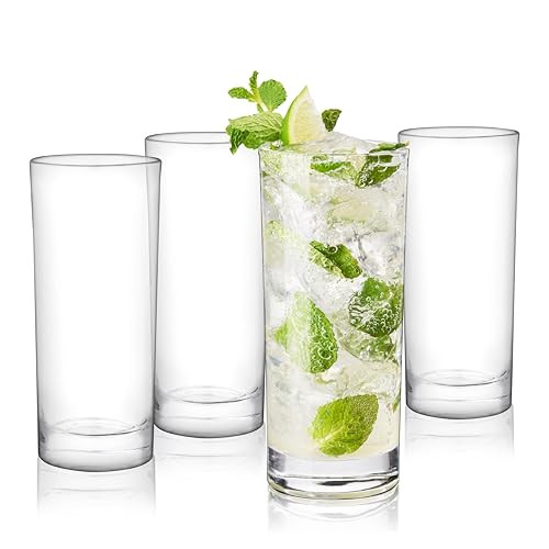 True Highball Glasses, Tall Glass Tumbler for Cocktails, Mojito Iced Tea Juices, Soda Water Drinking Cups, Kitchen Glassware, Home Bar, 11 oz Set of 4 | Amazon (US)