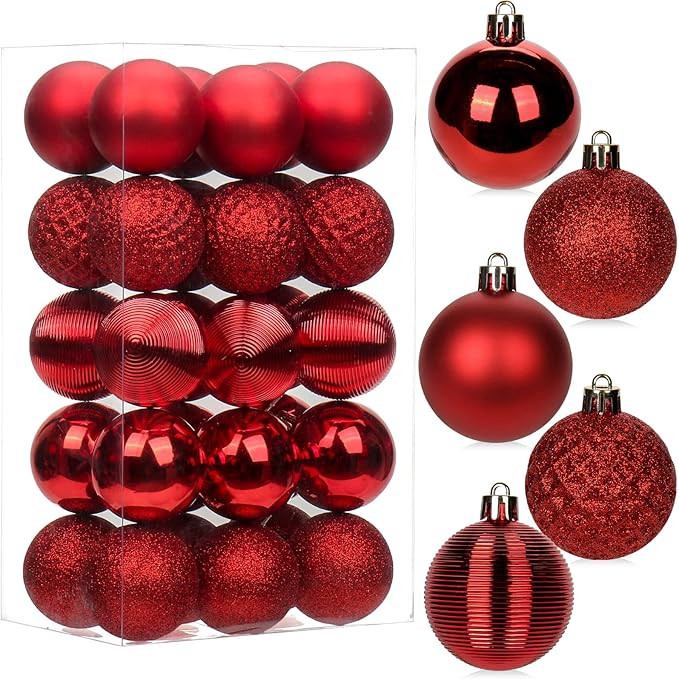 30PCS 2" Christmas Ball Ornaments Shatterproof Red Christmas Tree Decorations Xmas Tree Balls Hal... | Amazon (US)