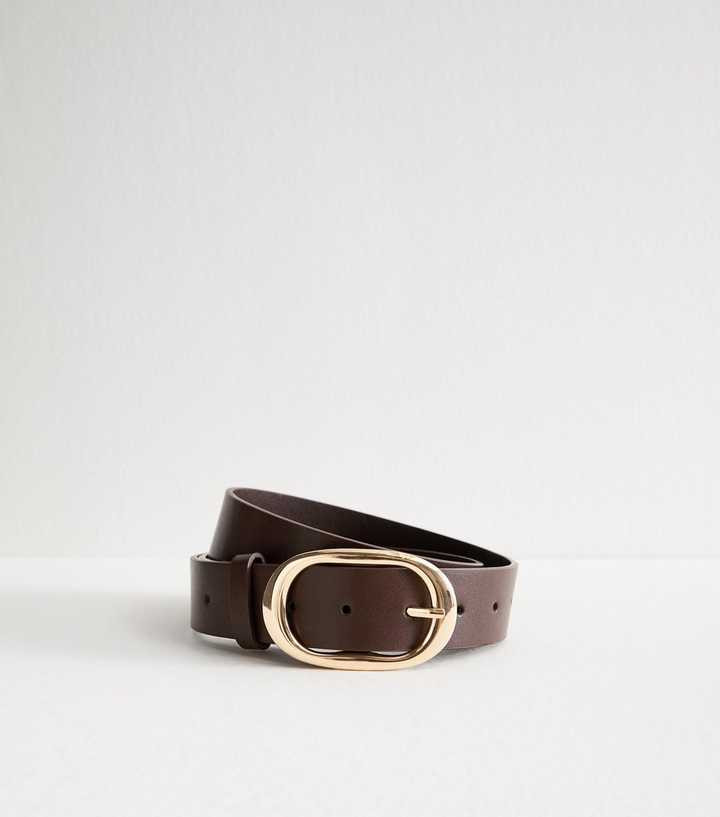 Dark Brown Faux Leather Oval Buckle Belt | New Look | New Look (UK)