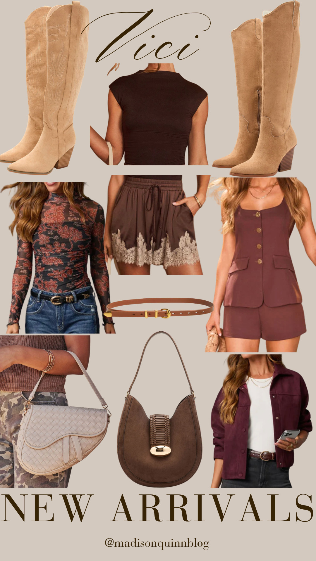 New fall arrivals at vici!

neutral brown boots handbag suede jacket bodysuit must haves trending affordable style fall fashion 

 #LTKgrwm #LTKootd #LTKSeasonal