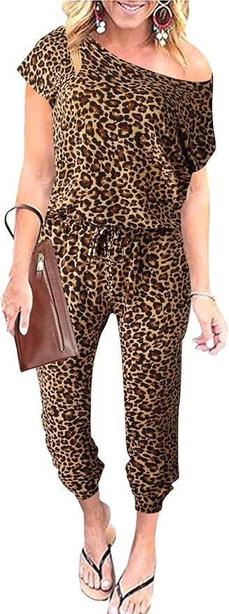 ANRABESS Women's Loose Casual Off Shoulder Elastic Waist Stretchy Long Romper Jumpsuit | Amazon (US)