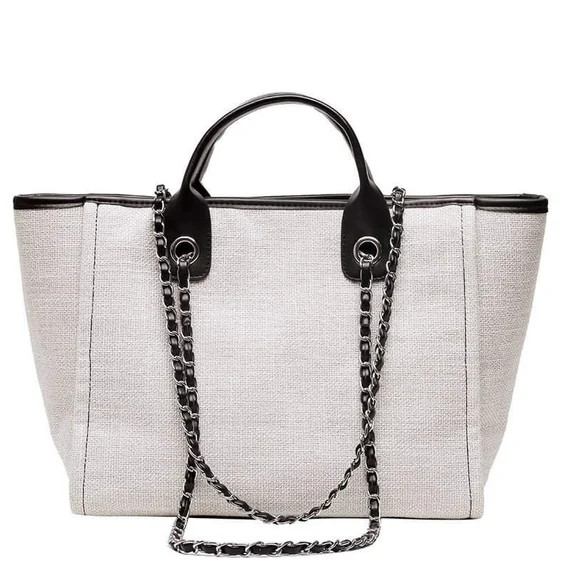 Two-toned Monogrammed Chain Tote Tweed Purse Personalized | Etsy | Etsy (US)