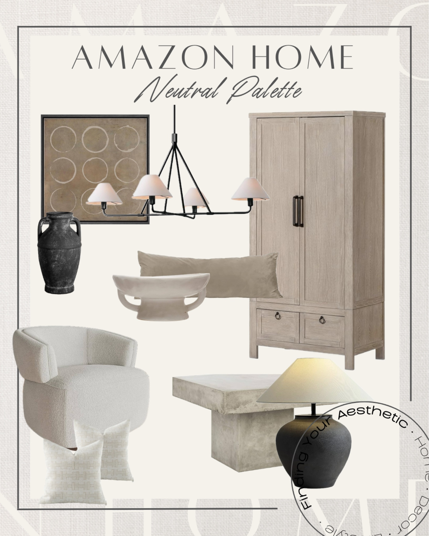 Neutral organic modern vibes with these Amazon home furniture and decor finds 🤎

Washed oak cabinet // designer inspired storage cabinet // concrete coffee table modern // resin table lamp // McGee co lamp dupe // organic modern rustic lamp // modern swivel chair // organic modern vases // neutral abstract wall art // dining chandelier contemporary 

#LTKhome