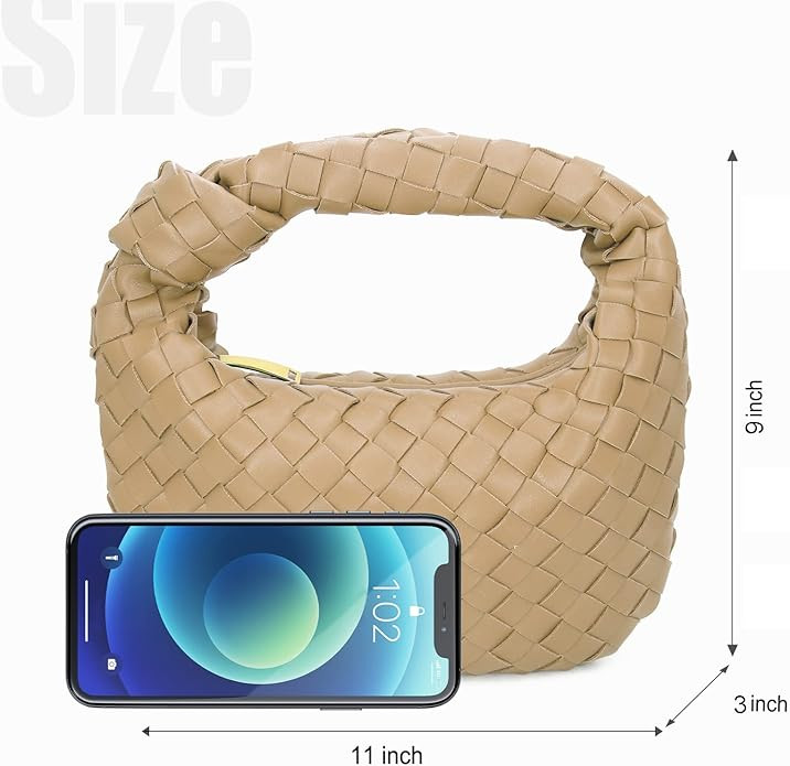 Woven Handbag for Women, Woven Knotted Handbag Clutch Purse Soft Leather Shoulder Bag Mini Ladies... | Amazon (US)