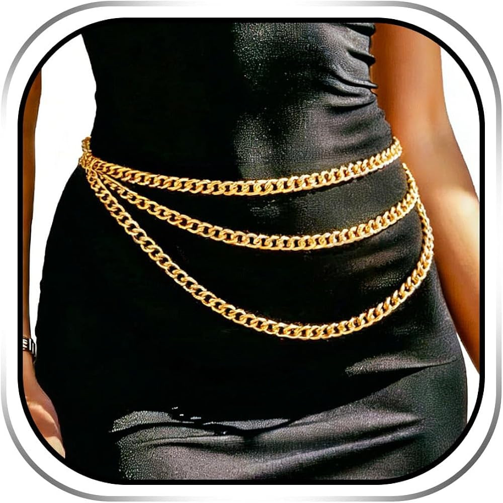 YONAMIX Gold Chain Belt Layered Fashion Body Accessories for Women | Amazon (US)