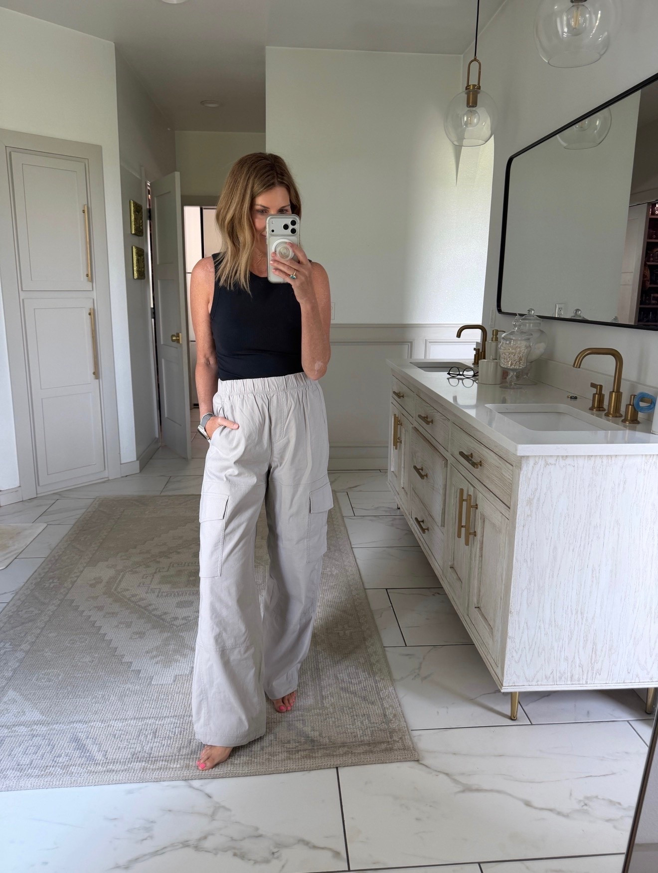 Wearing a size small in the lululinen pants

#LTKOver40