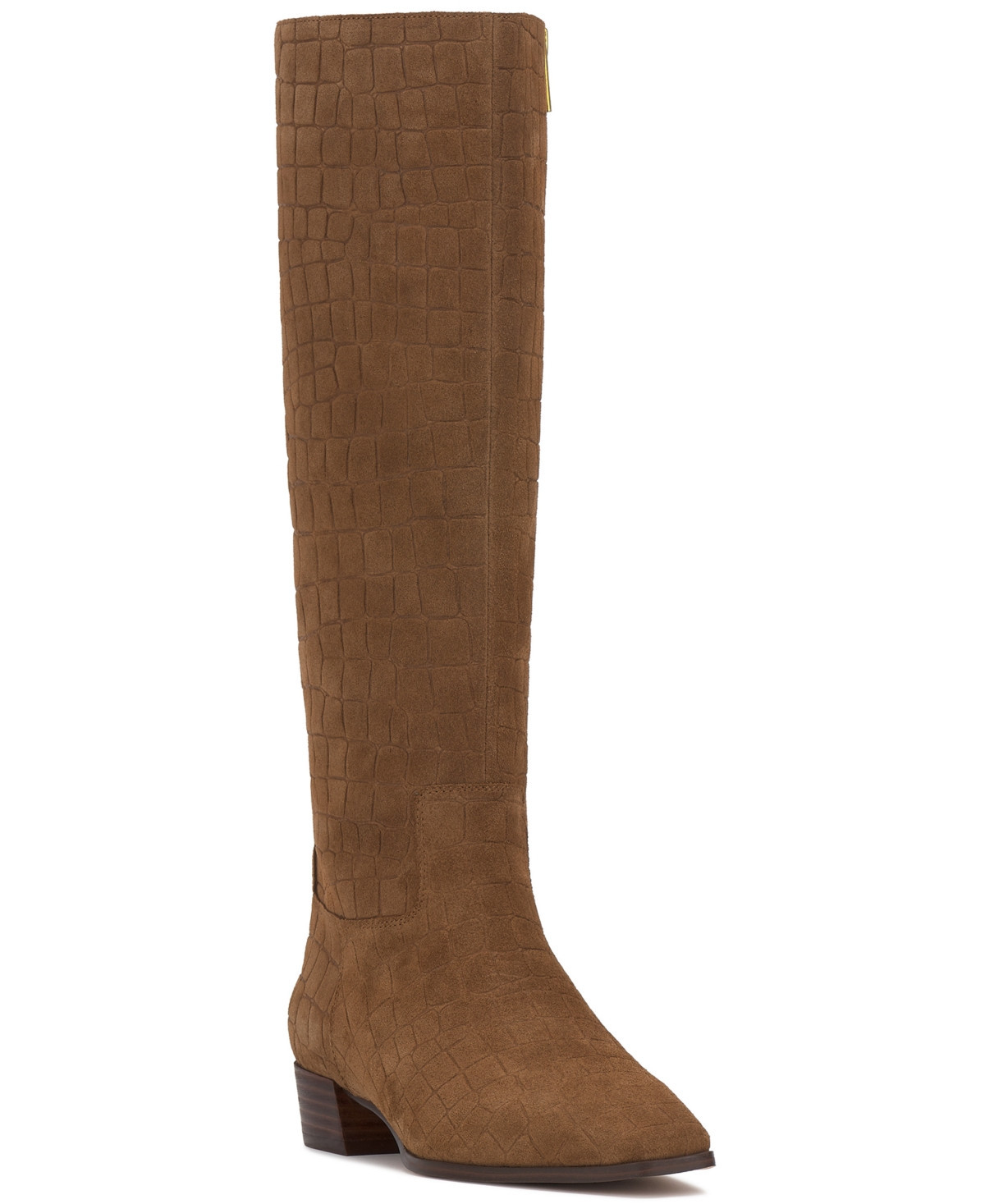 Vince Camuto Women's Pavla Knee-High Snip-Toe Boots - Fawn Embossed Croco Suede | Macy's
