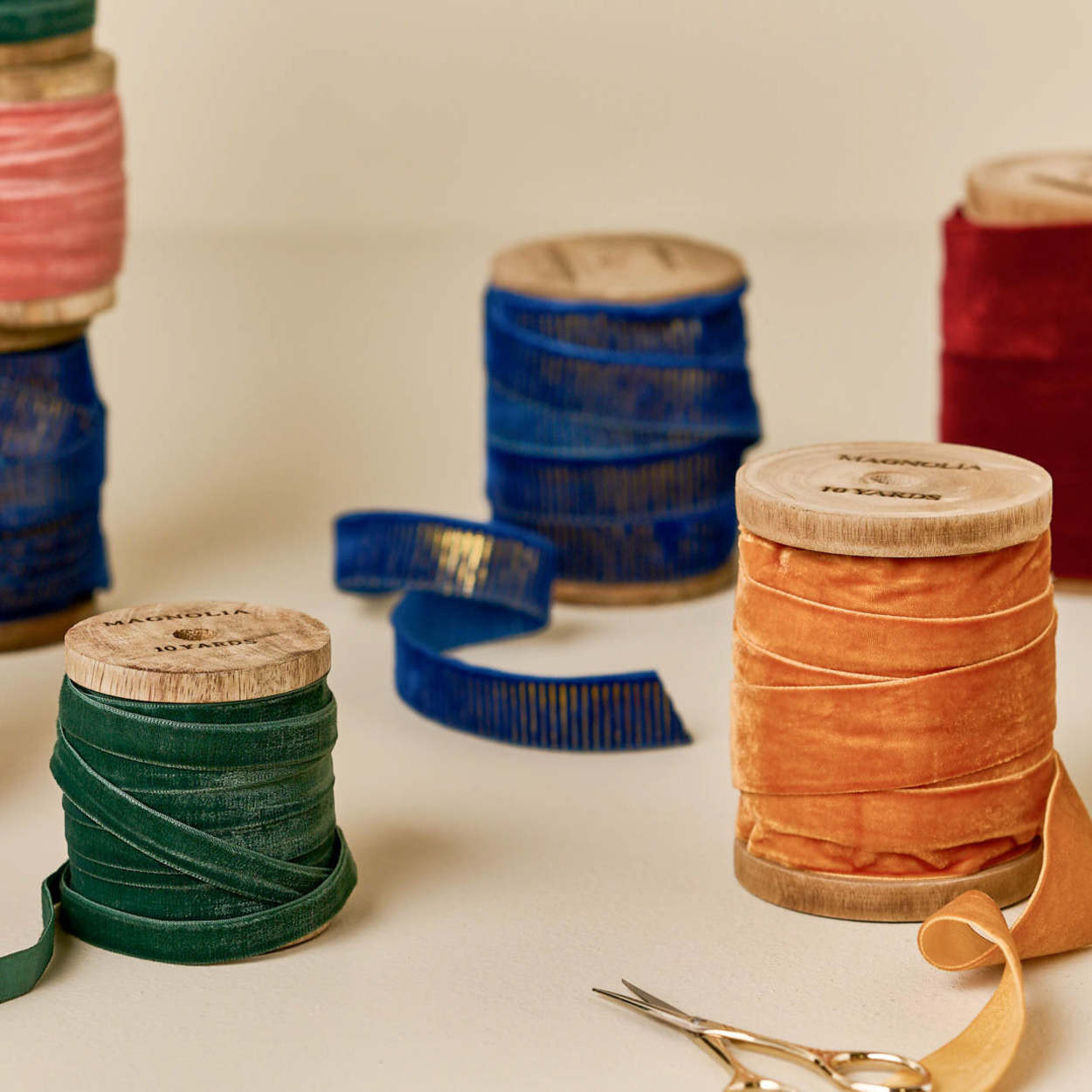 Gold Velvet Ribbon on Spool | Magnolia
