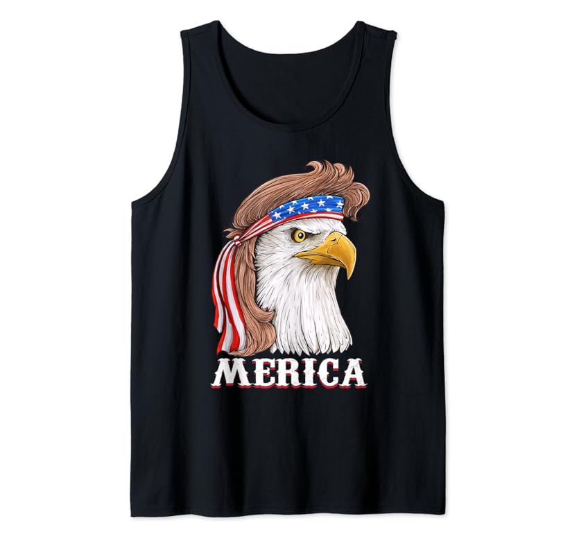 Eagle Mullet 4th Of July USA American Flag Merica Tank Top | Amazon (US)