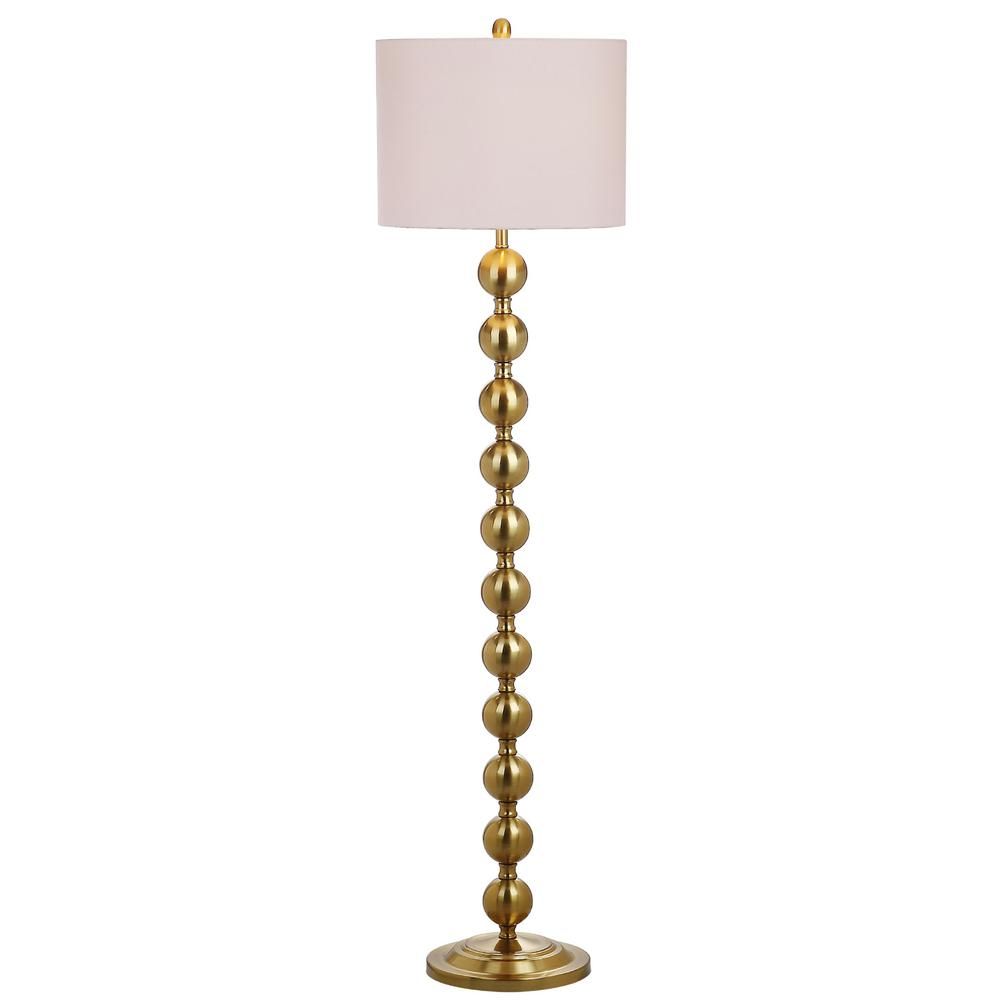 Safavieh Reflections Stacked Ball 58.5 in. Brass Floor Lamp with Off-White Shade | The Home Depot
