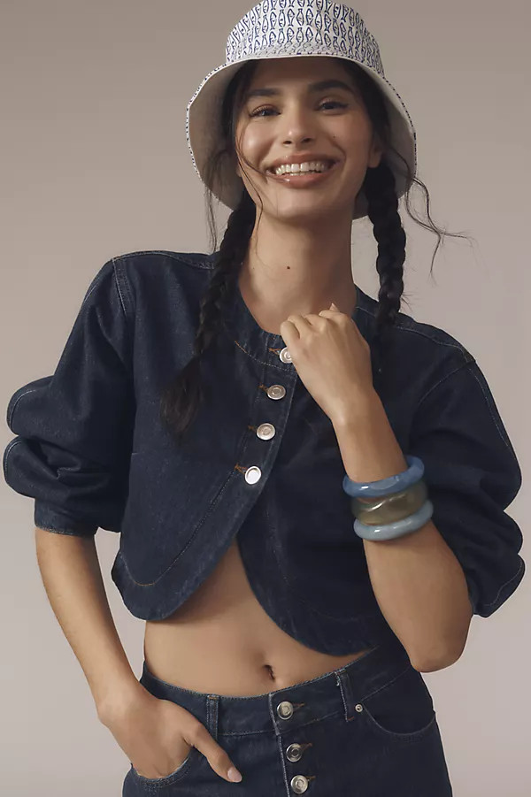 Angelina Cropped Denim Jacket | Anthropologie (US)