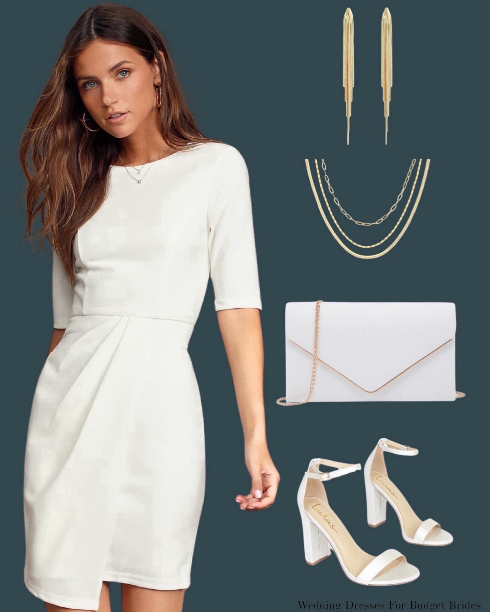 Engagement party outfit idea for the bride to be. 

White dress. White high heels. Women’s clothing. Dressy outfit. Lulus dress. Event dress. Envelope clutch. Bride to be accessories. Semi formal dresses. White chunky heels. Engagement photo shoot dress. Wedding heels. Wedding shoes. Amazon wedding. Rehearsal dinner outfit. Bridal shower outfit.

#LTKSeasonal #LTKstyletip #LTKwedding