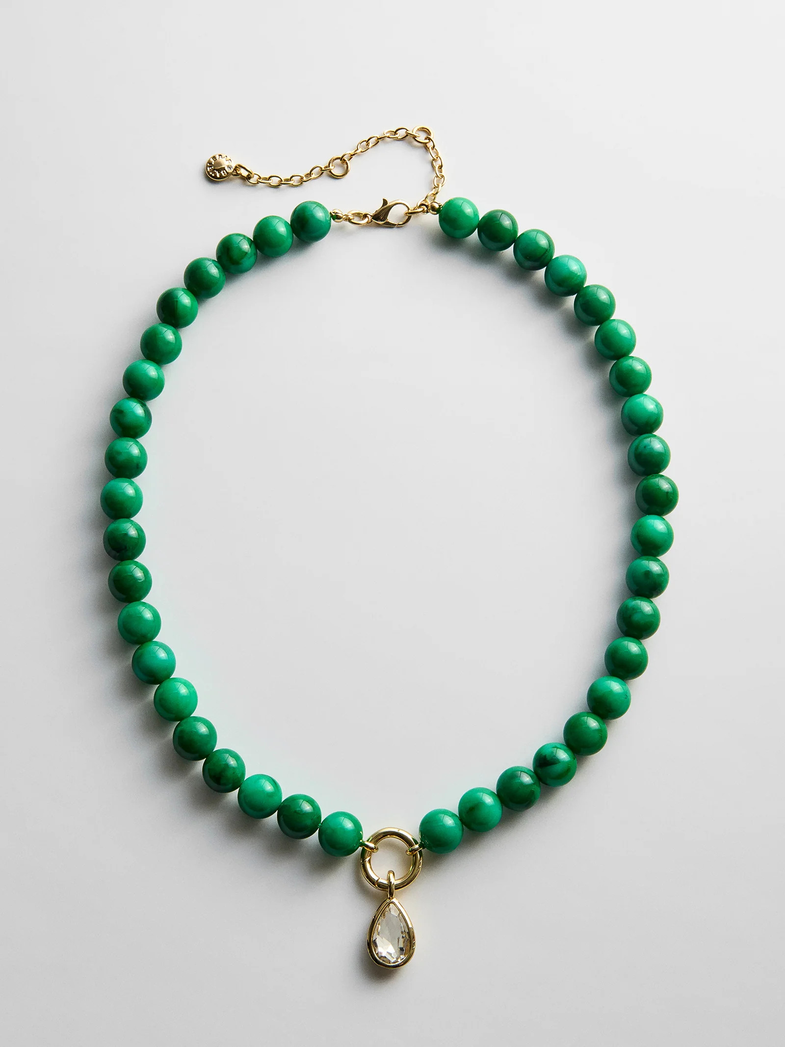 Janette Beaded Ring Necklace - Malachite | BaubleBar