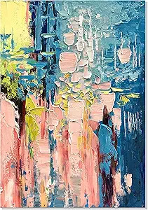 Large Abstract Painting Colorful Oil Painting On Canvas 28"x40" Pink Artwork Blue Wall Paintings ... | Amazon (US)