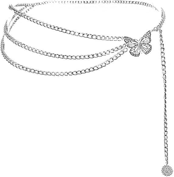 Eyraevor Women Long Tassel Waist Chain Belt Multilayer Body Belly Chain for Dress | Amazon (US)