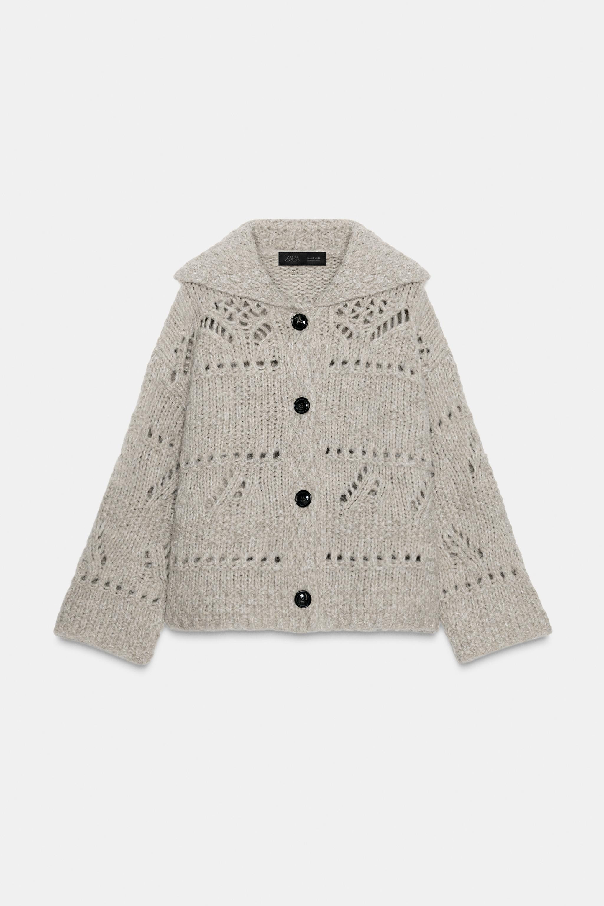 POINTELLE CHUNKY KNIT CARDIGAN | Zara US