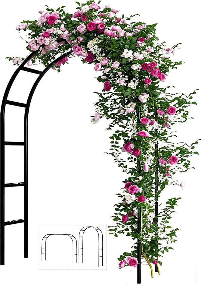 Adorox 7.8ft Garden Arch Trellis for Climbing Plants, Metal Arch Frame, Pumpkin Archway Outdoor G... | Amazon (US)